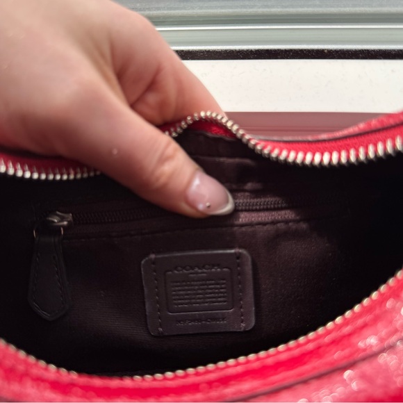 Coach Carmen Mini Red Leather Shoulder Bag Y2K Chain Strap Crossbody - Picture 5 of 5